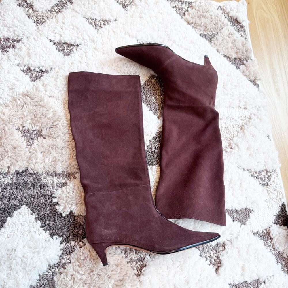 Madewell Women's The Emilie Tall Boot Suede Leather Chocolate Raisin Size 9 NWOB - Picture 11 of 12